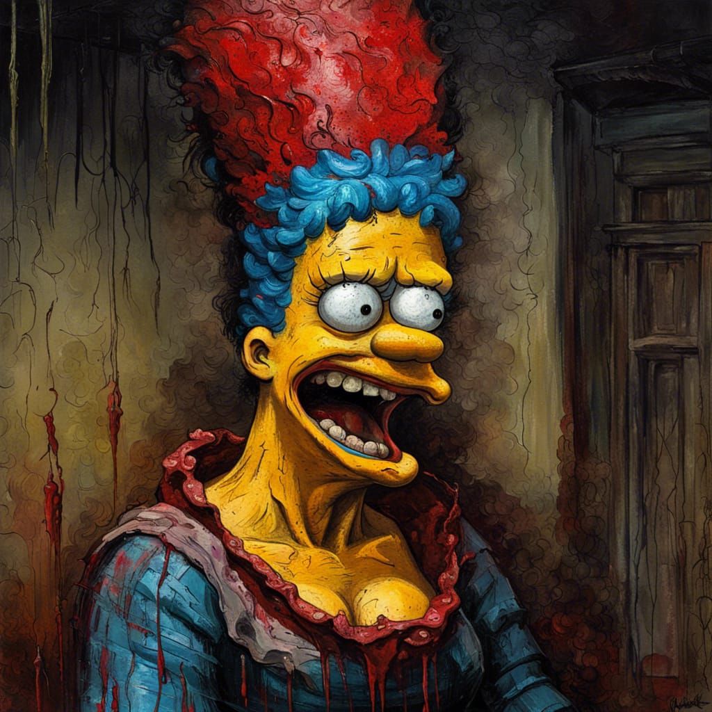 Grotesque Marge Simpson: Macabre Impressionist Masterpiece