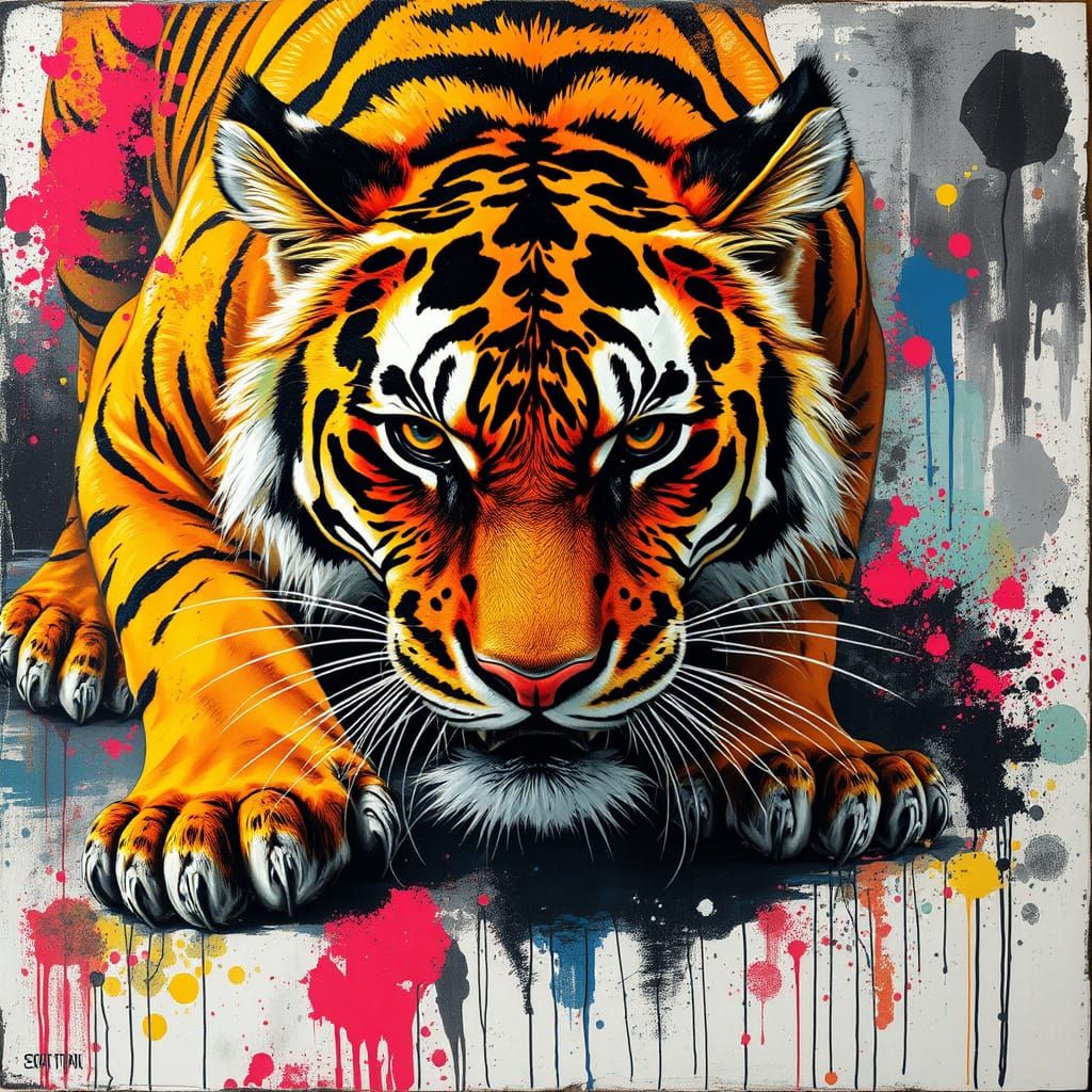 Tiger Creeping: Dynamic Street Art Mural