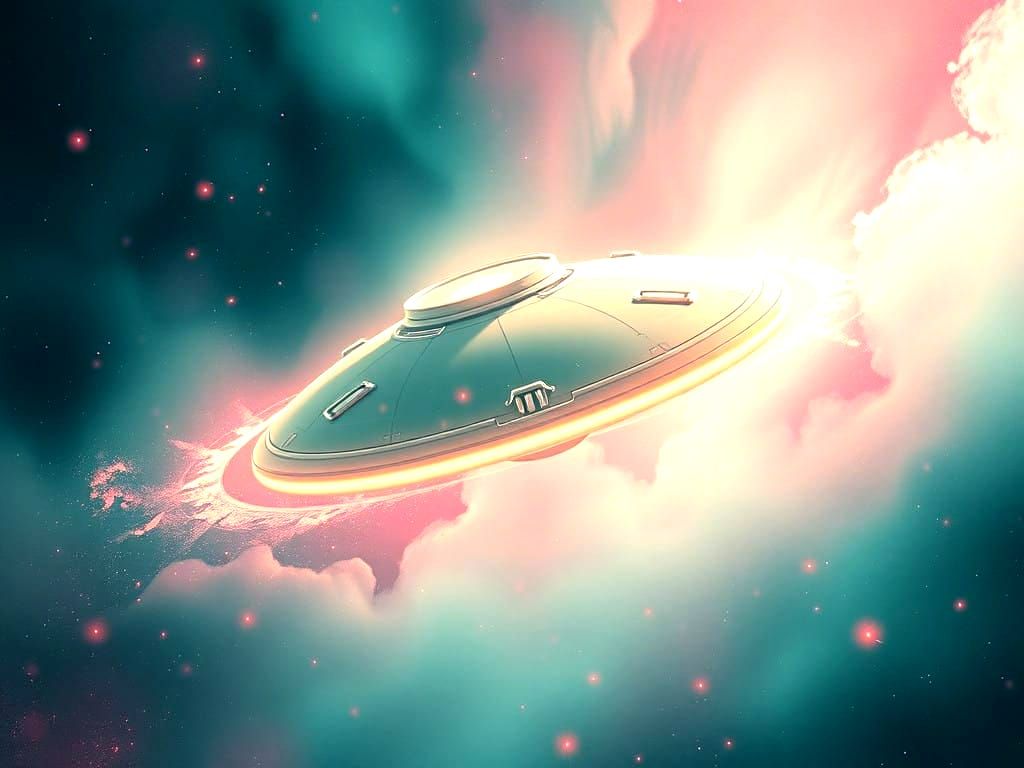 Cosmic Spacecraft in Vibrant Watercolor