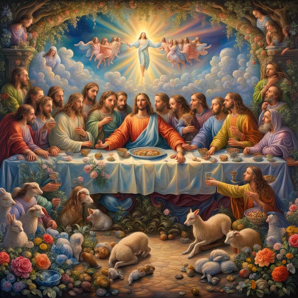Josephine Wall Style Last Supper Painting