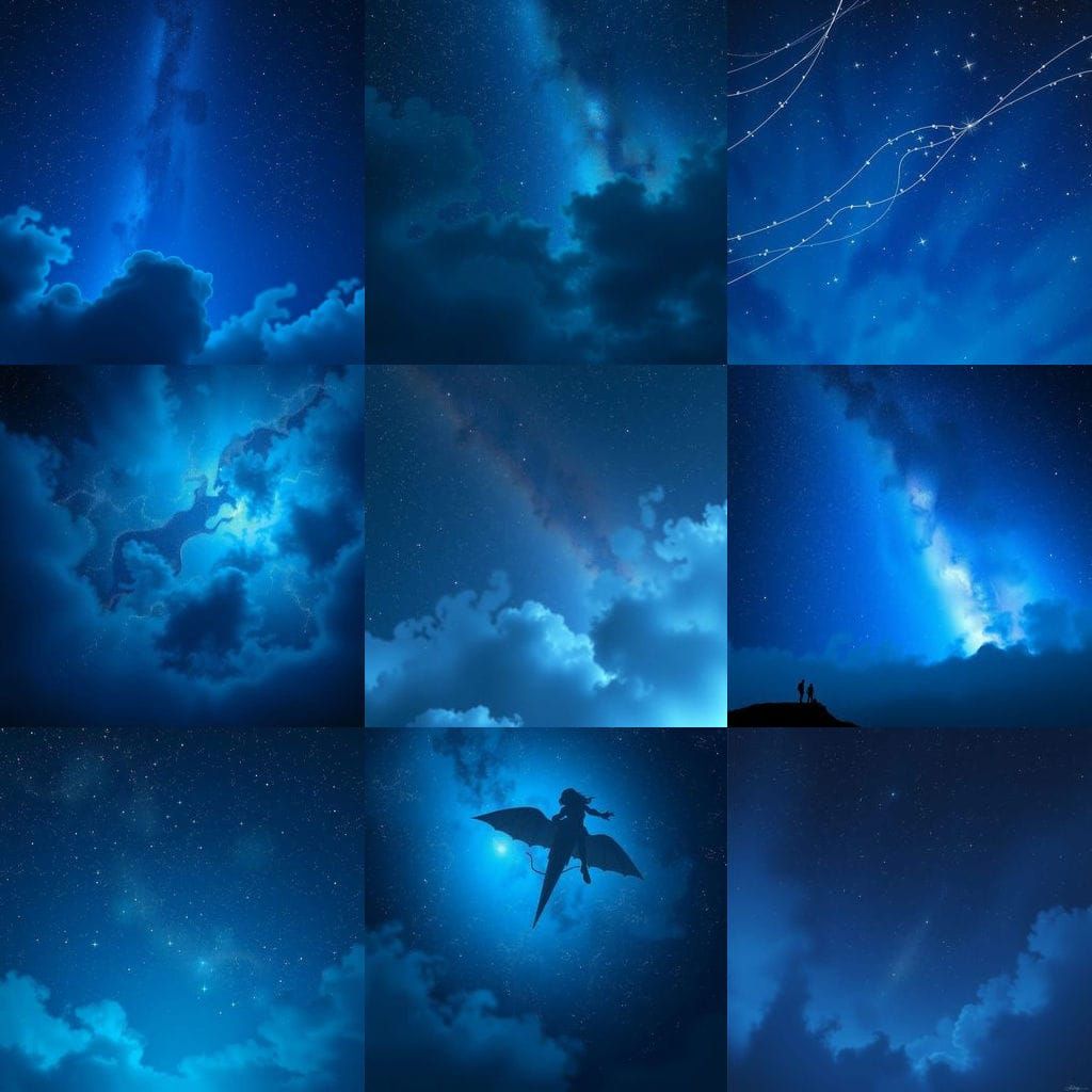 Enchanting Royal Blue Night Sky with Stars and Mist