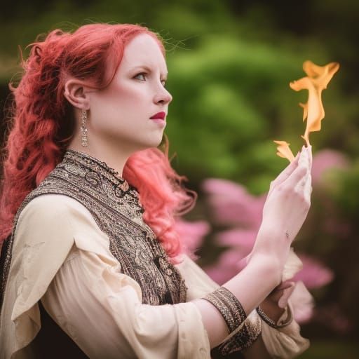 Fiery Haired Woman in Art Nouveau Style