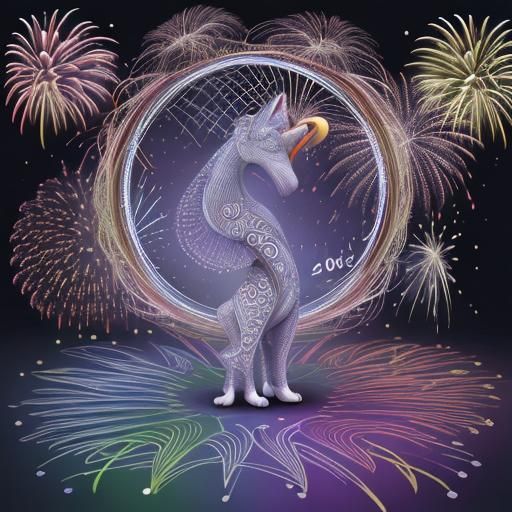 Happy New Year 2024 Celebration with Animal Party