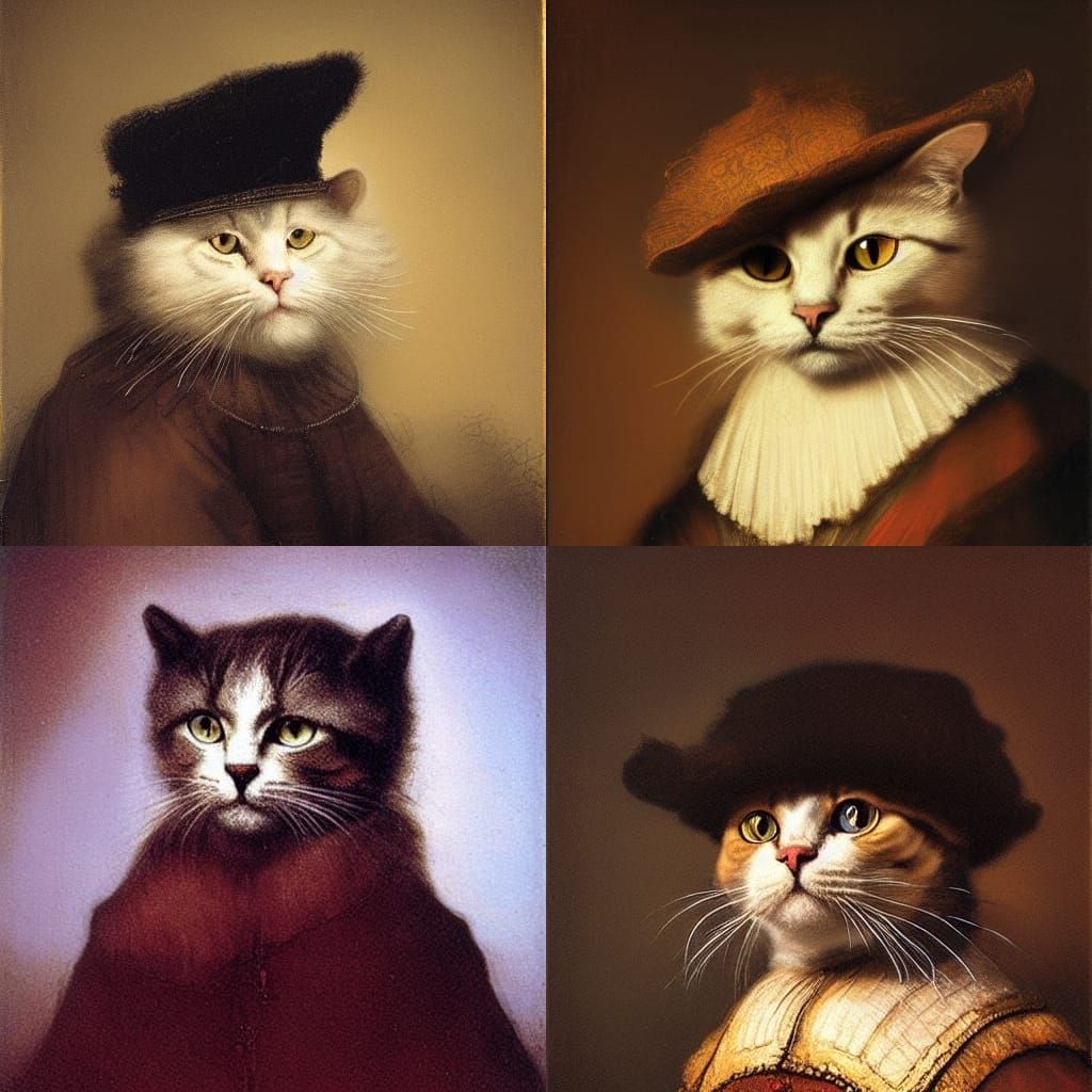 Rembrandt Style Cat Portrait