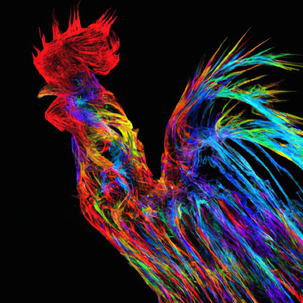 Colorful Fractal Rooster Digital Art