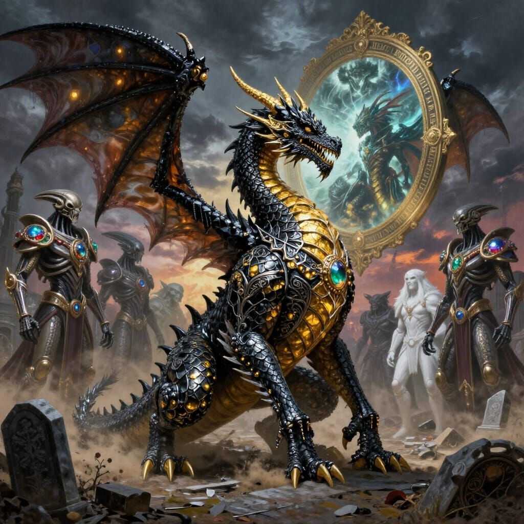 Colossal Sith Dragon in Gem-Encrusted Graveyard Battle