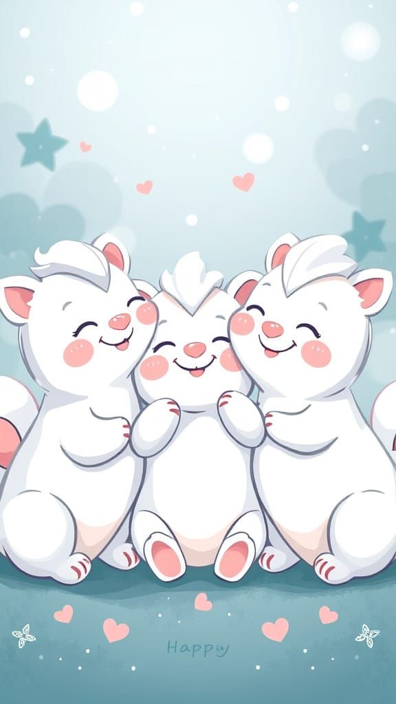 Surreal Silver Creatures Smile Together