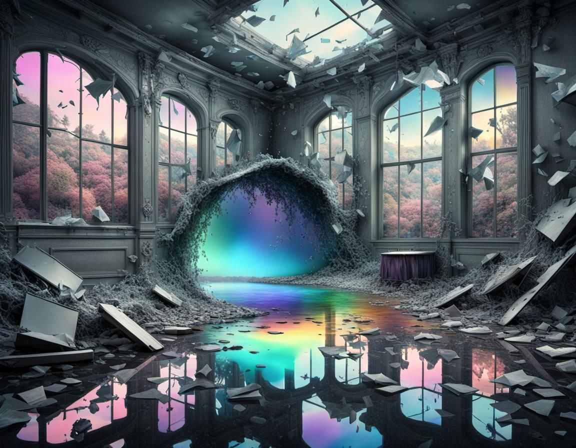 Surreal Dreamscape: Digital Art in Rainbow Palette