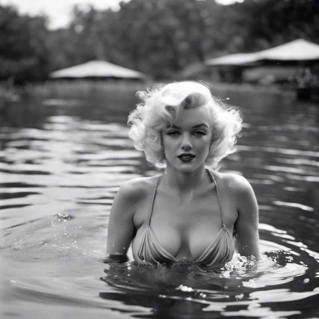 Classic Hollywood Glamour: Woman Emerging from Water