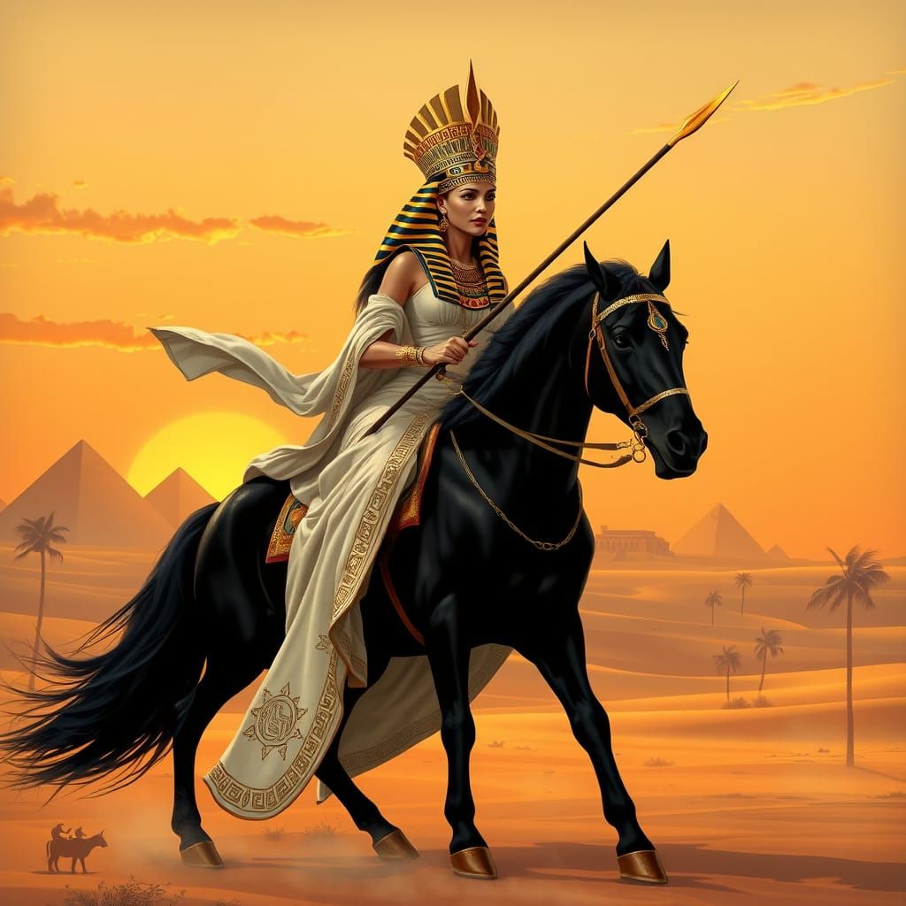 Egyptian Queen in Regal Art Deco Splendor