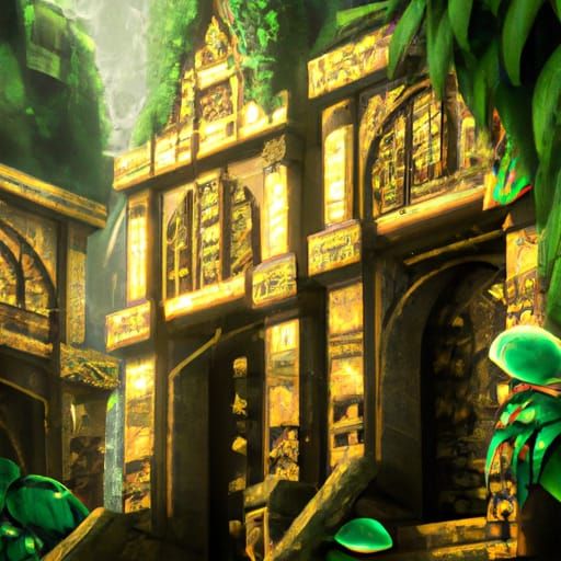 Detailed Mayan Temple in Overgrown Jungle