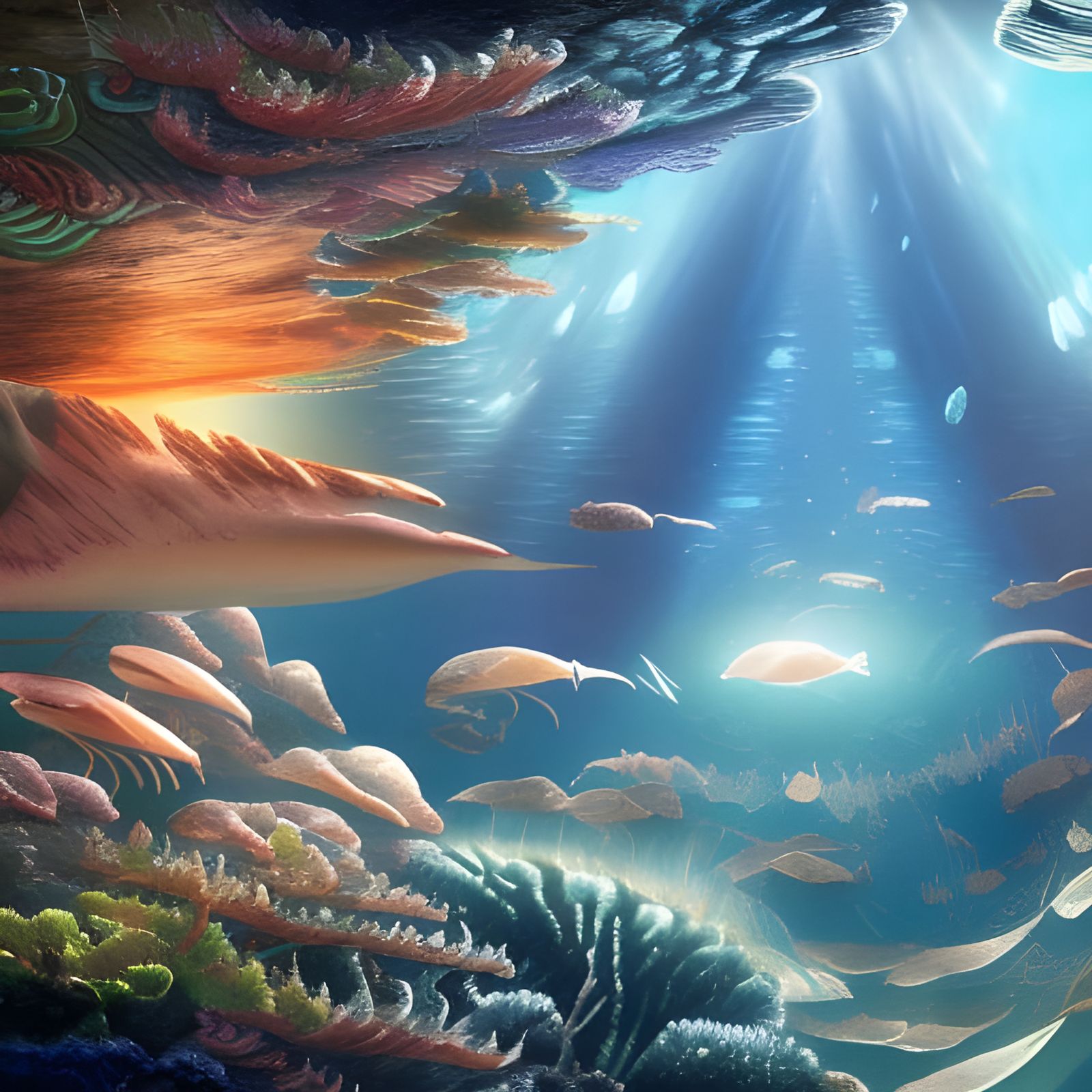 Cambrian Explosion: Underwater Landscape in Anime Style