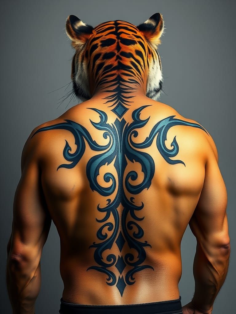 Muscular Weretiger with Tribal Tattoo