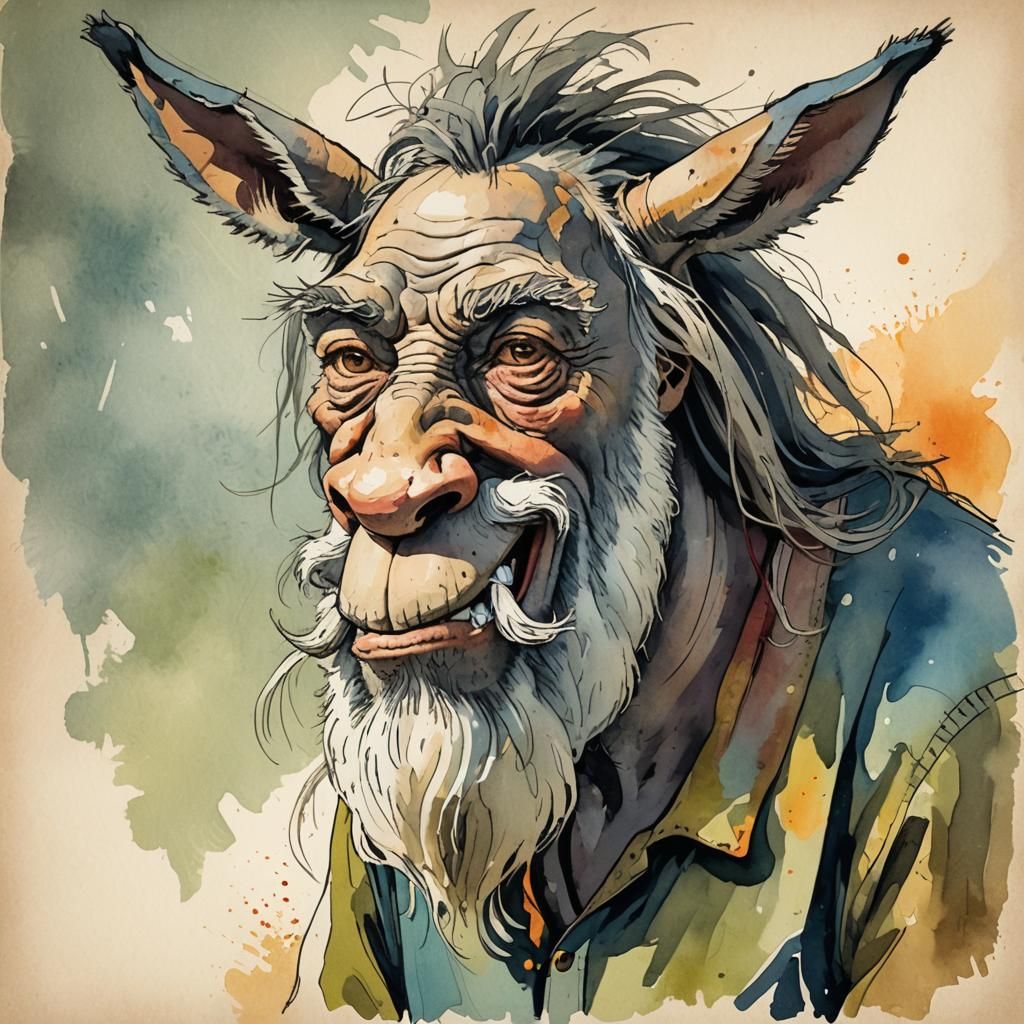 Comedic Centaur Caricature in Watercolour Style