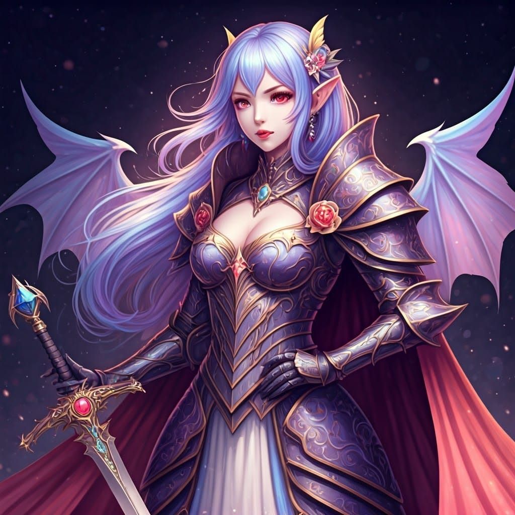 Pastel Vampire Maiden with Unicorn Horn and Armor