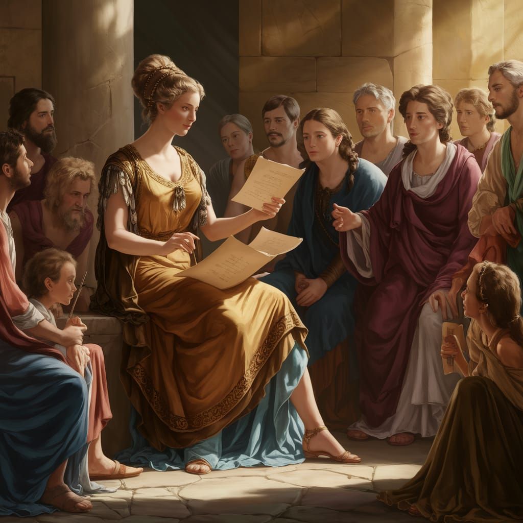 Ancient Greek Goddess Muse of Eloquence and Poetry in Sunlit...