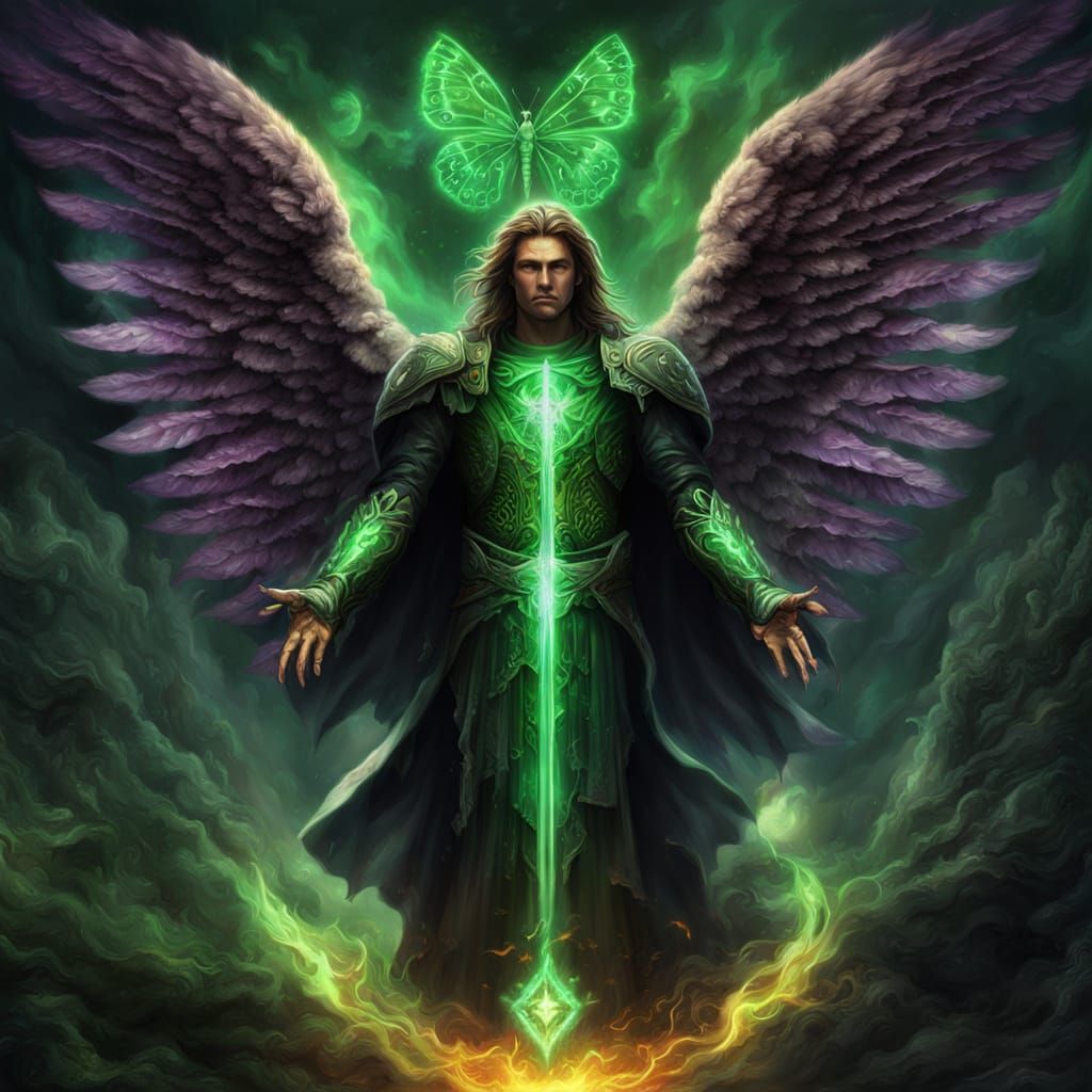 Archangel Zadkiel in Majestic Green Flame with Transformativ...