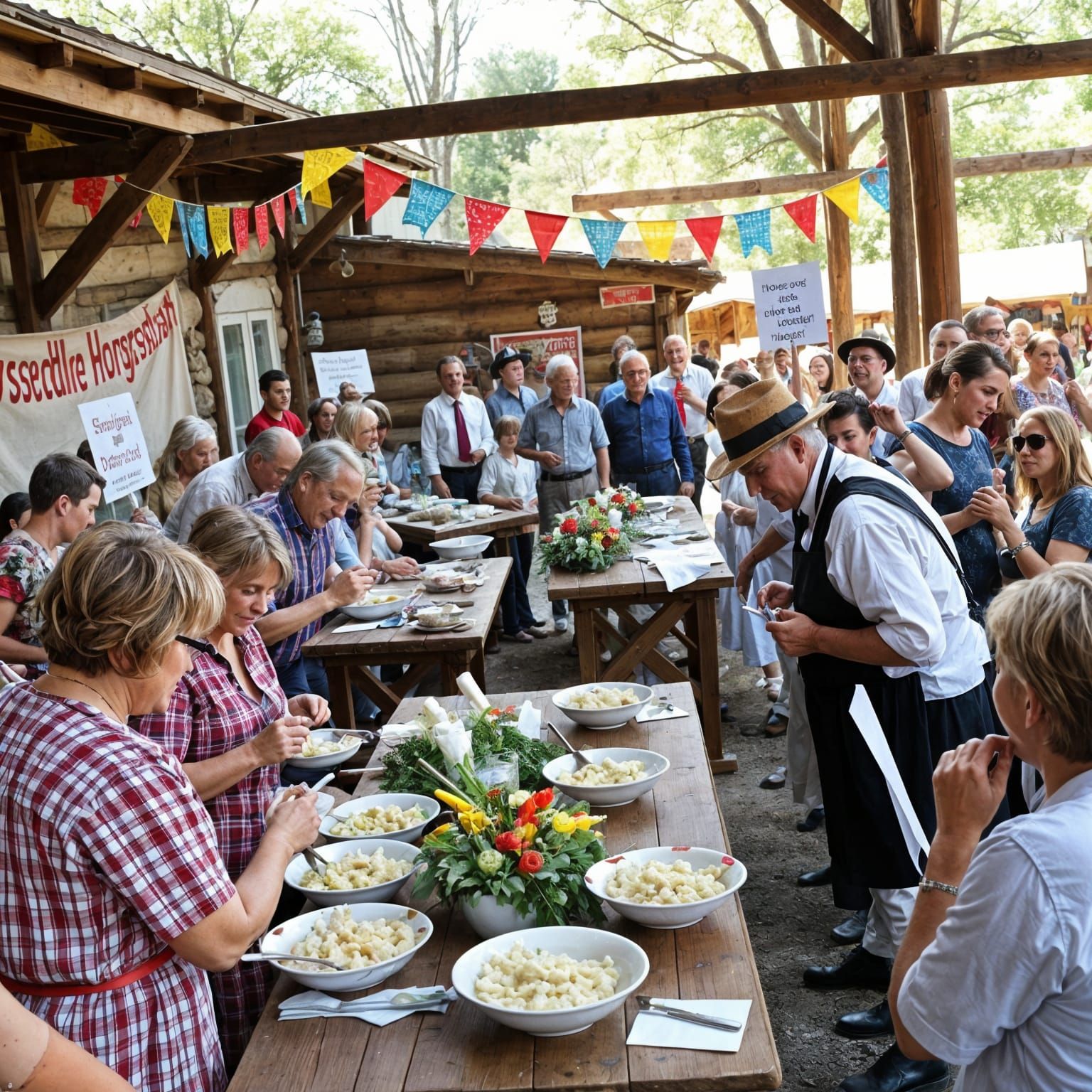 Vibrant Horseradish Competition in a Rustic Outdoor Setting