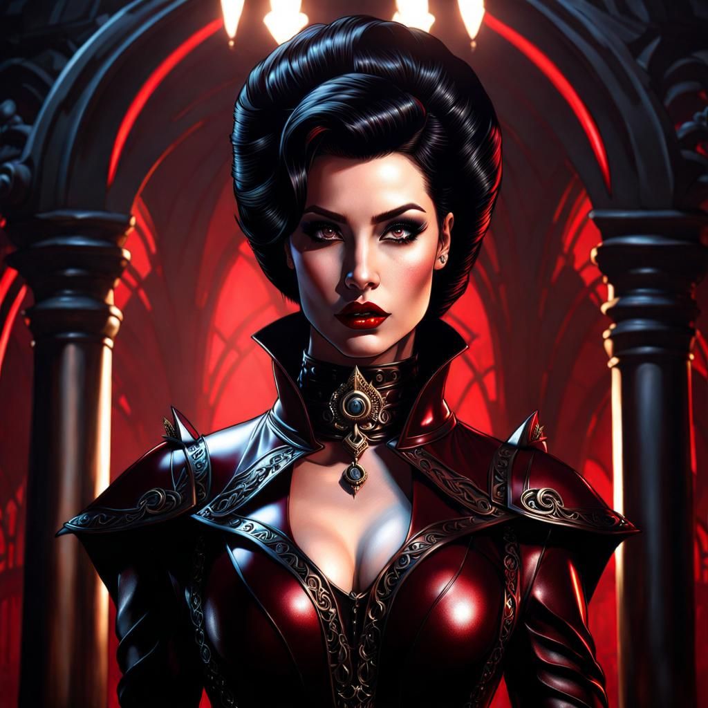 Gothic Portrait of Woman in Latex Outfit