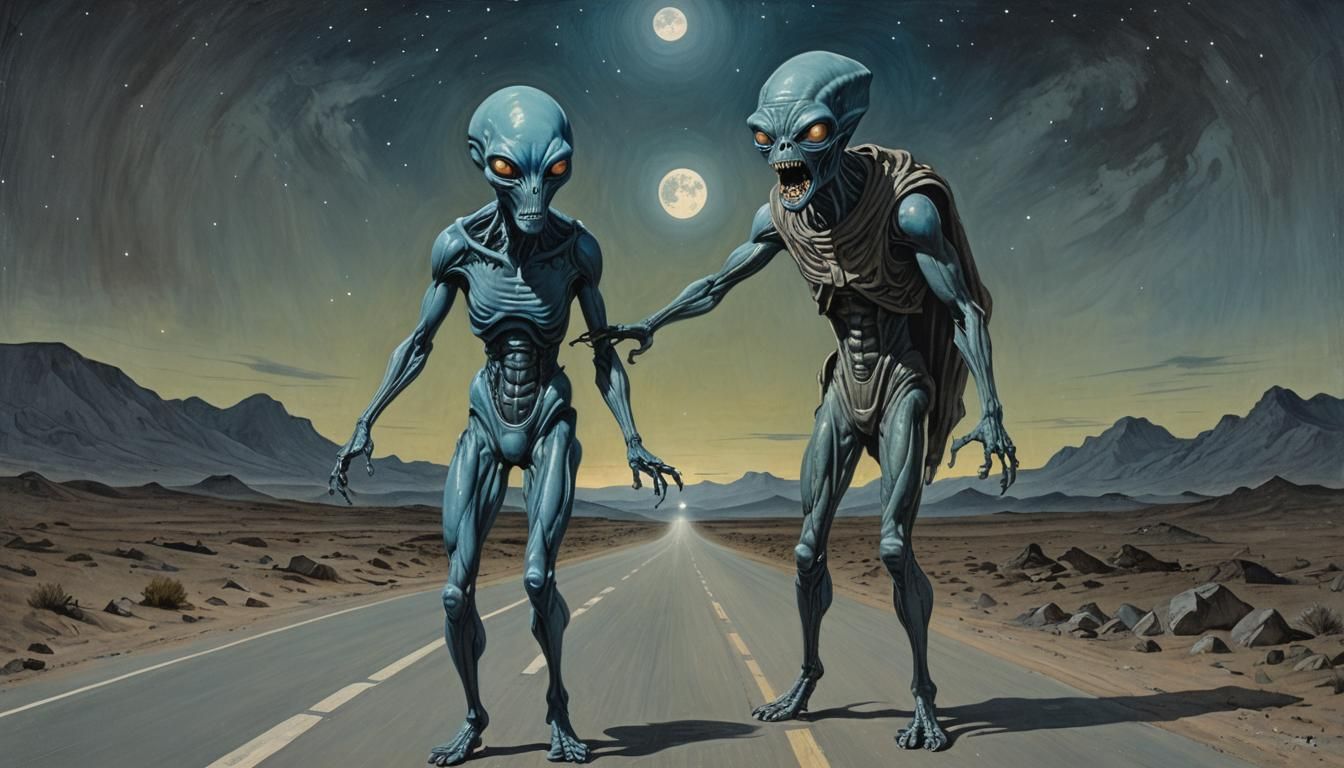 Cthulhu Inspired Alien Encounter at Night