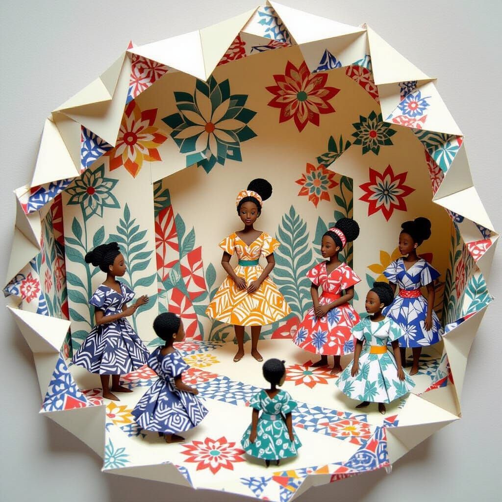 Intricate Origami Paper World with Zentangle Patterns