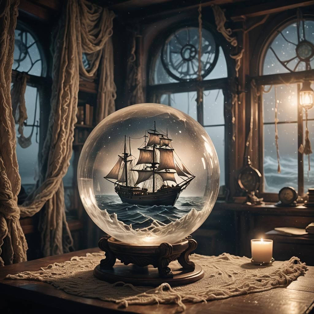 Ghostly Ship Sails a Misty Ocean, Manga Art