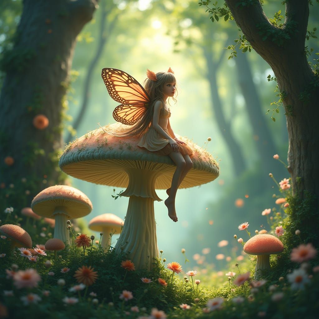 Enchanting Fairy in Forest, Fantasy Art