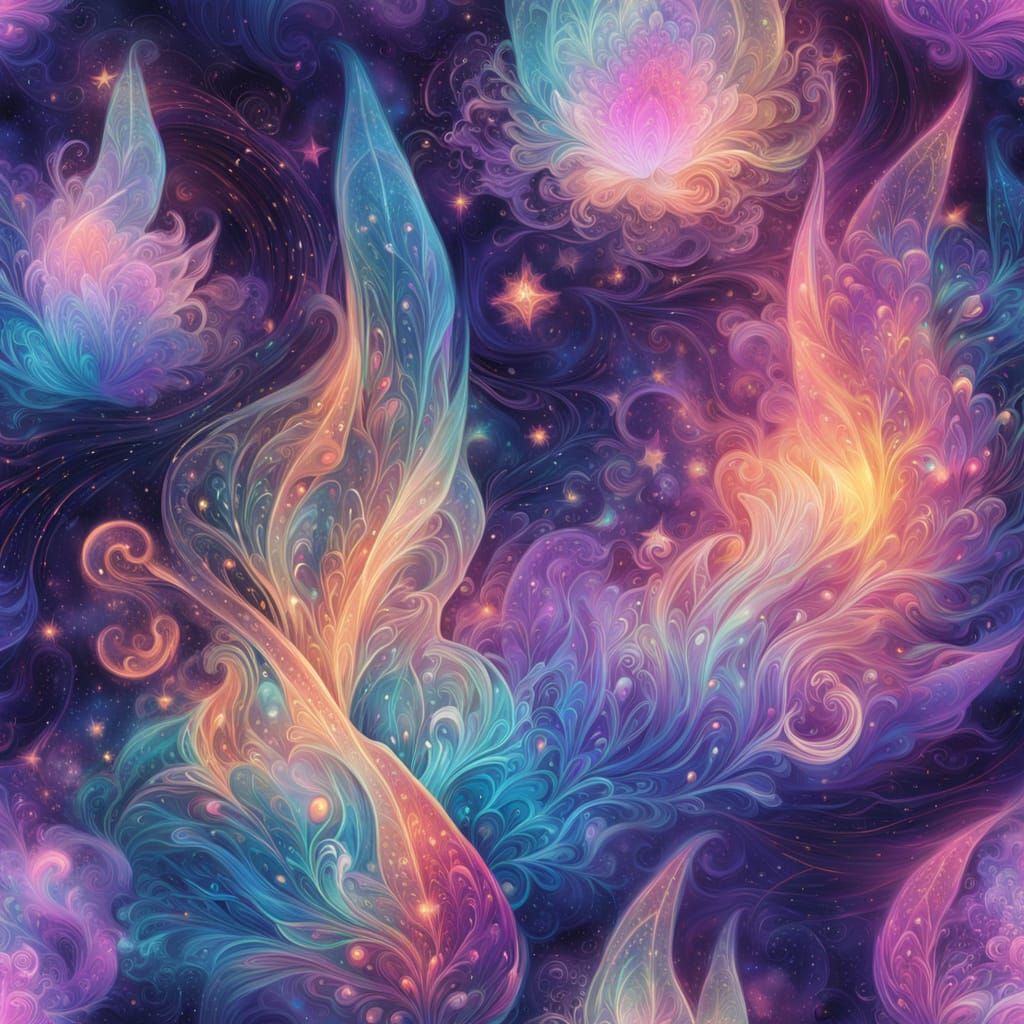 Cosmic Visions in Vibrant Iridescent Hues