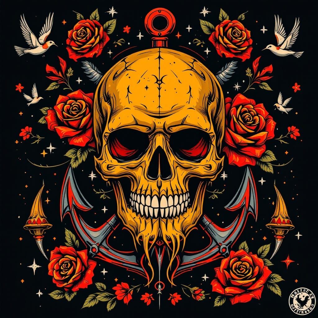 Classic American Tattoo Flash Designs in Bold Colors