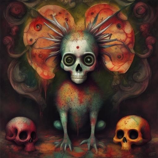 Bloody Tomato Skull Monster in Art Nouveau Style