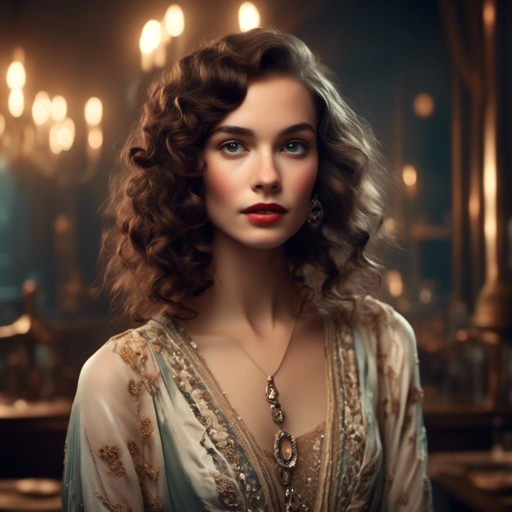Elegant 1920s Woman in Speakeasy Setting
