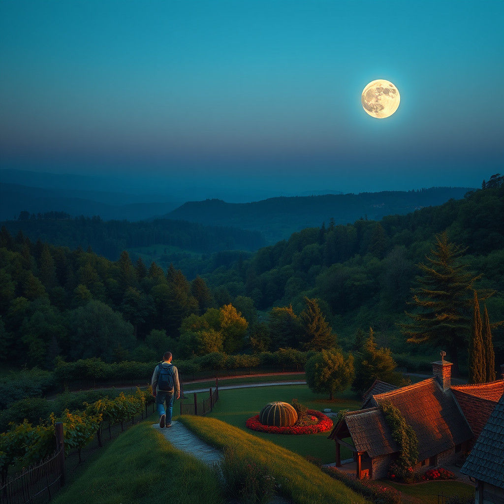 Twilight Landscape Painting in Hyperrealistic Style