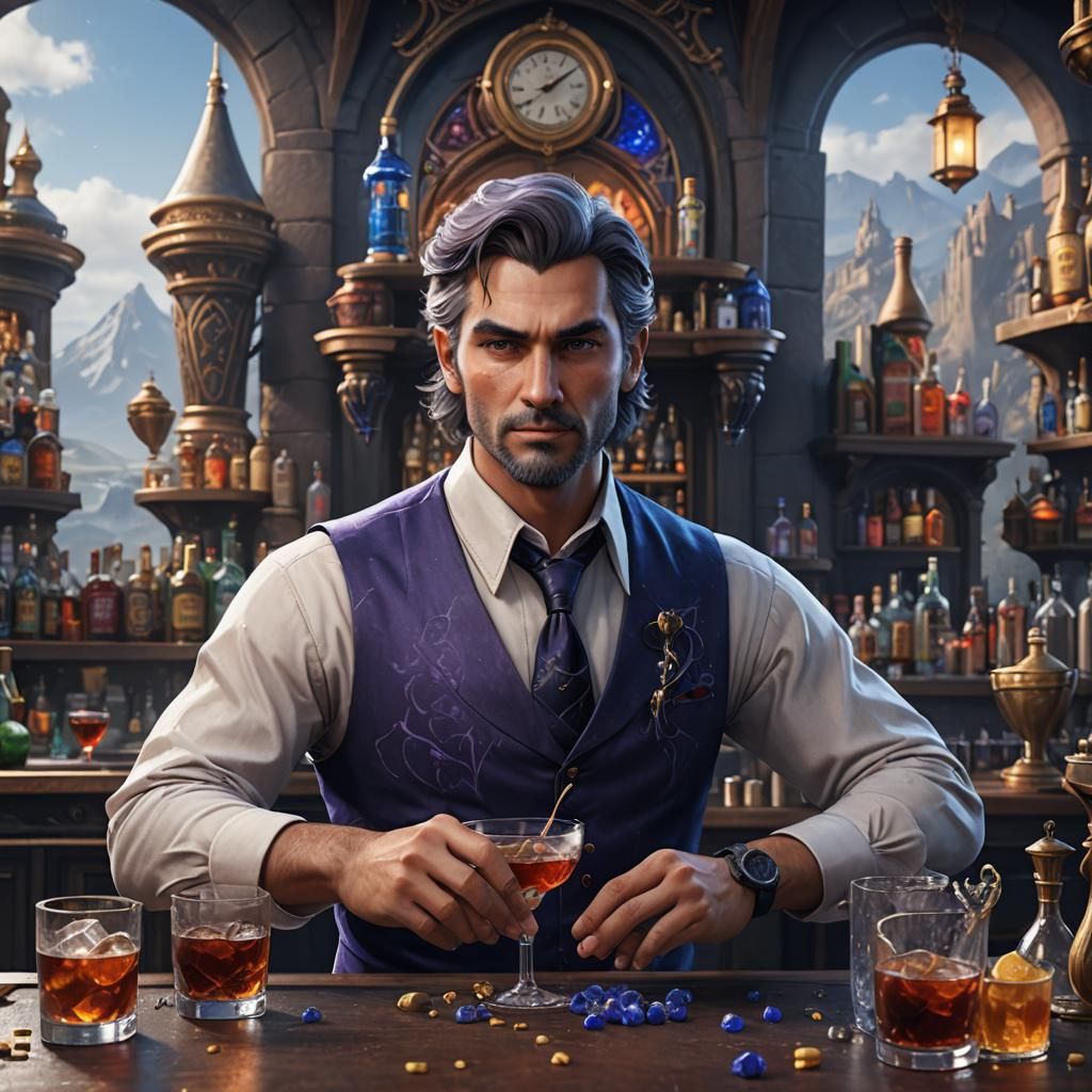 Iolite Bartender in Detailed Matte Painting
