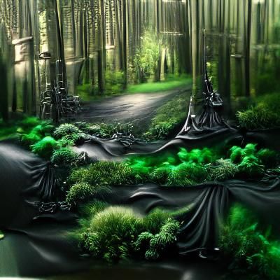 Dark Green Forest with Fairy in Matte Painting