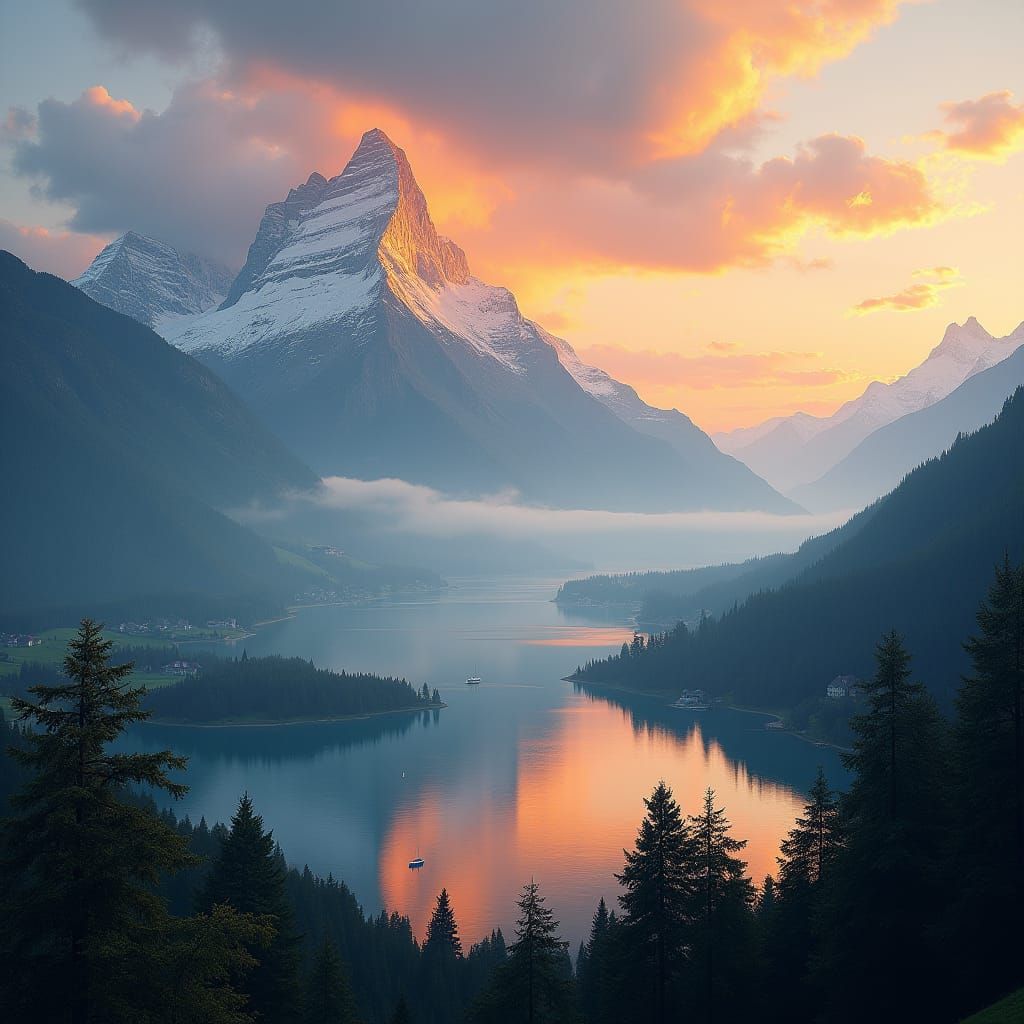Majestic Swiss Alps Landscape at Sunset