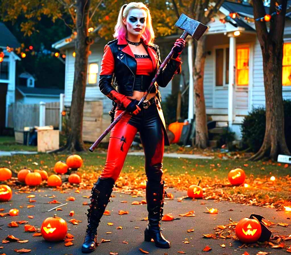Margot Robbie as Harley Quinn on Halloween
