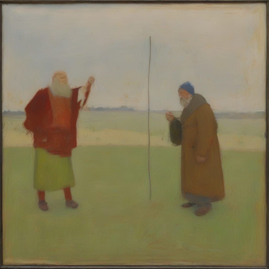 Knight Shoots Crossbow at Cutlet in Rublev Rothko Style