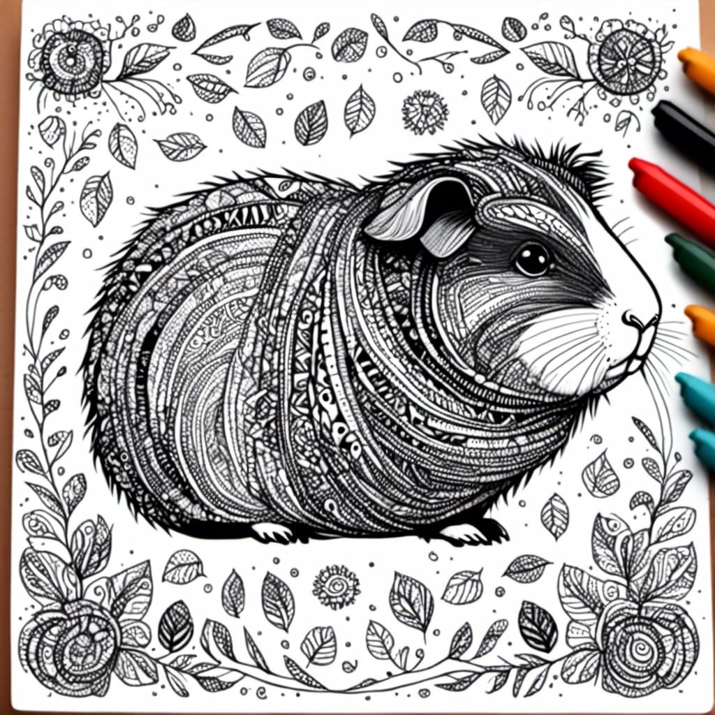 Guinea Pig in Hand-Drawn Doodle Art