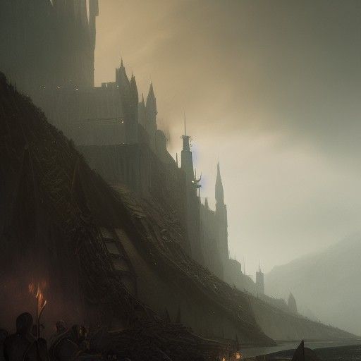 Dark Fantasy Art in Purple and Yellow