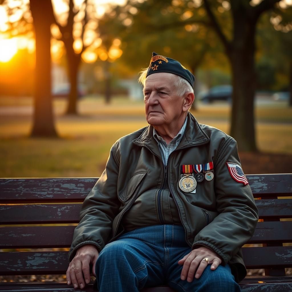 Veteran's Contemplation: A Portrait in Serene Light