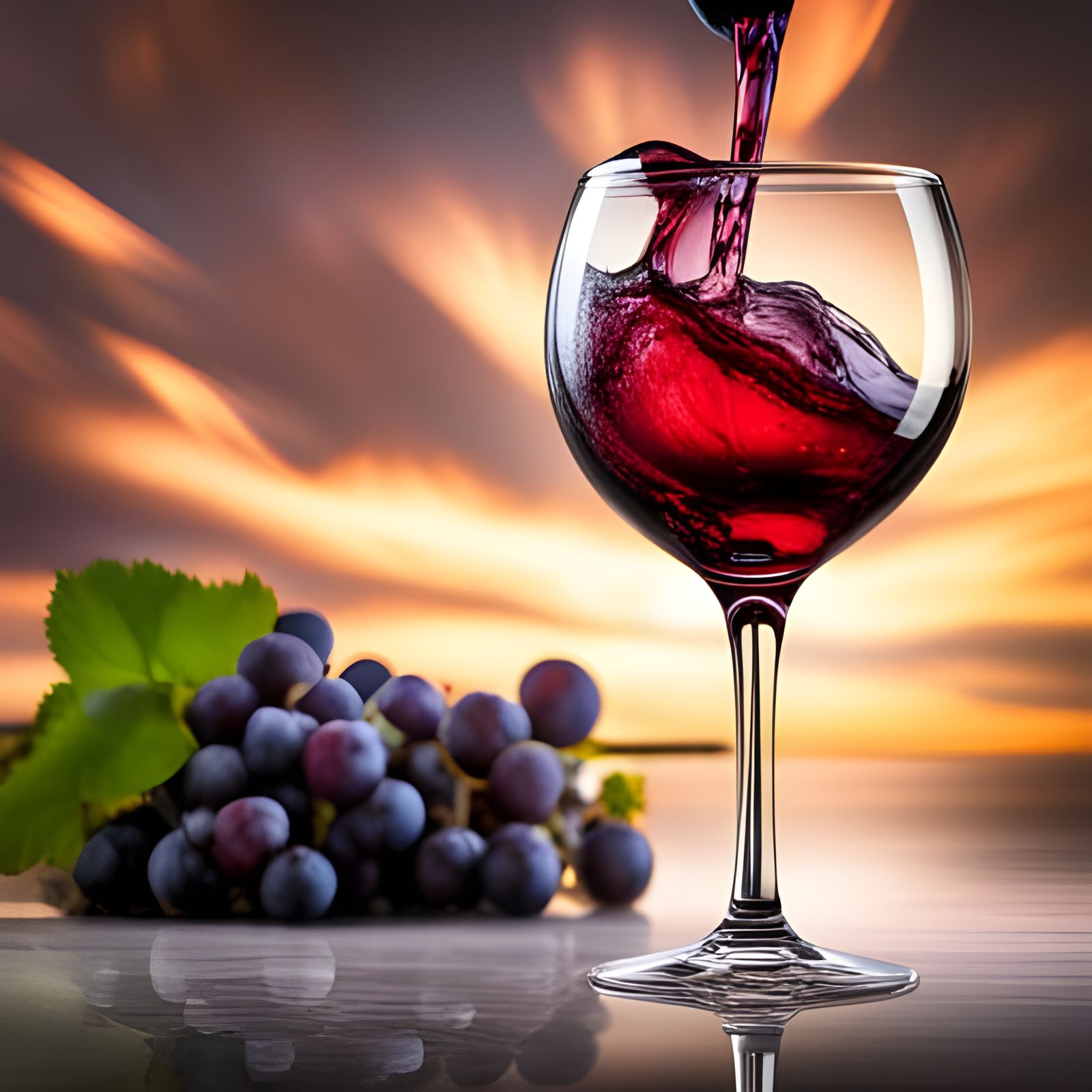 Grapes Transform to Wine in Crystal Glass