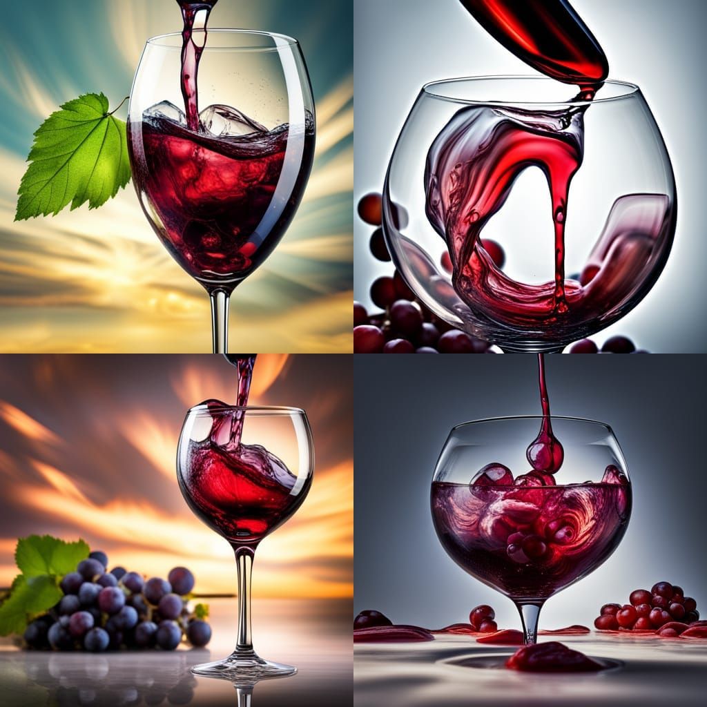 Red Wine Cascade in Hyperrealistic Detail