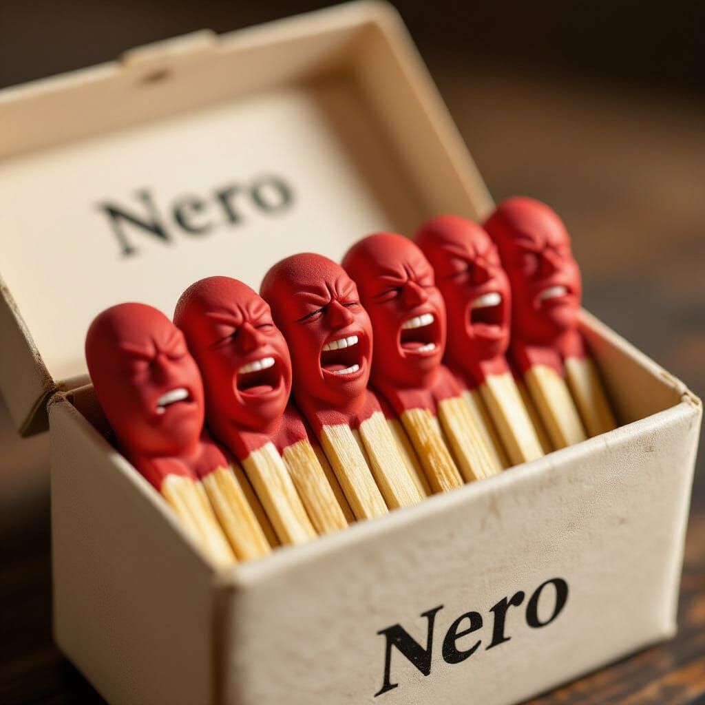 Anthropomorphic Matches Express Emotions in Rustic Matchbox