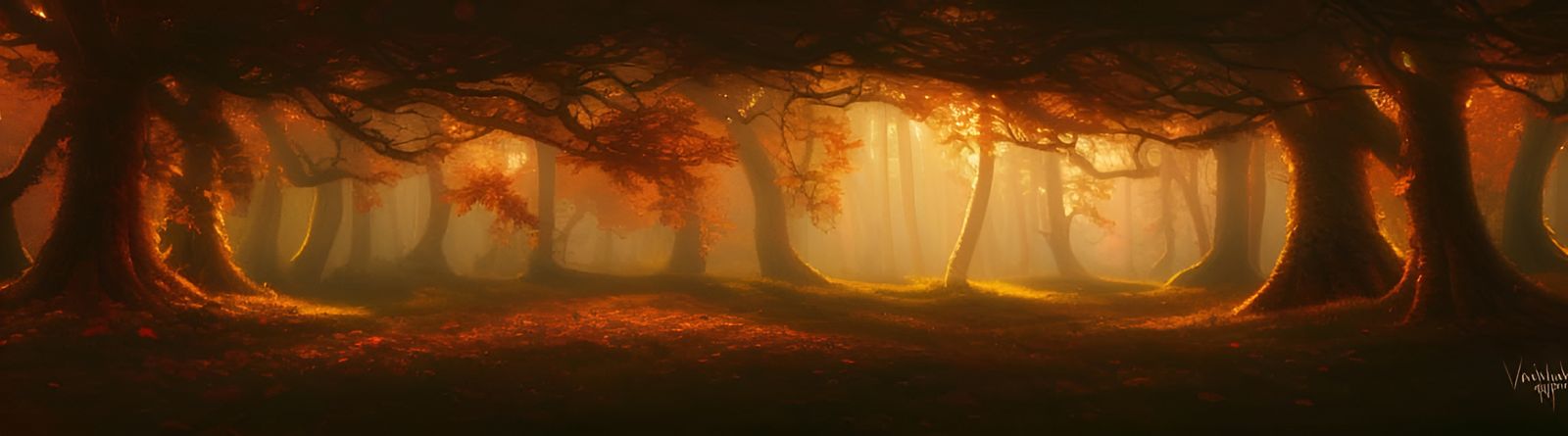 Magical Autumn Forest Landscape in Hyper-Realistic Style
