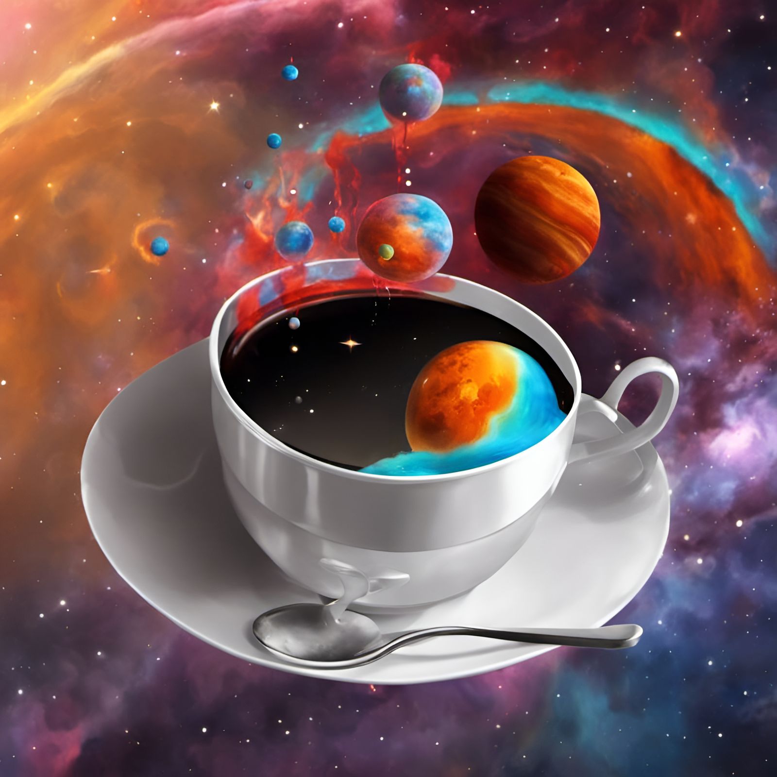 Coffee Cup in Outer Space