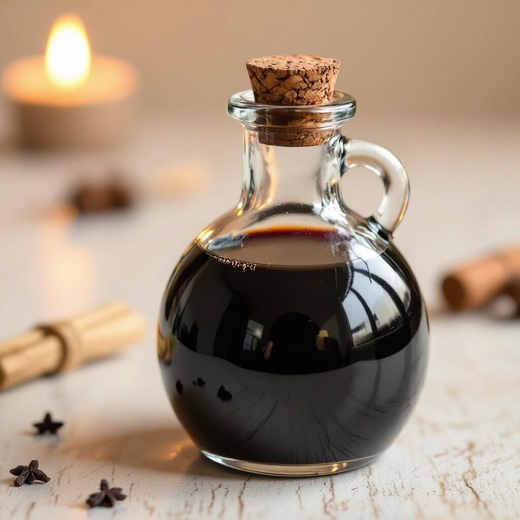 Black Potion Syrup in Glass Bottle