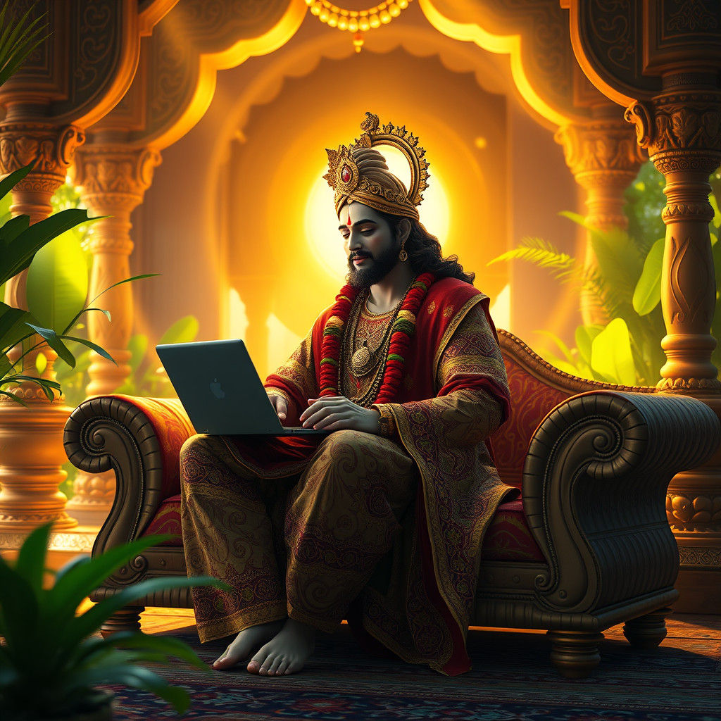 Divine Lord Merges with Digital in Opulent Setting