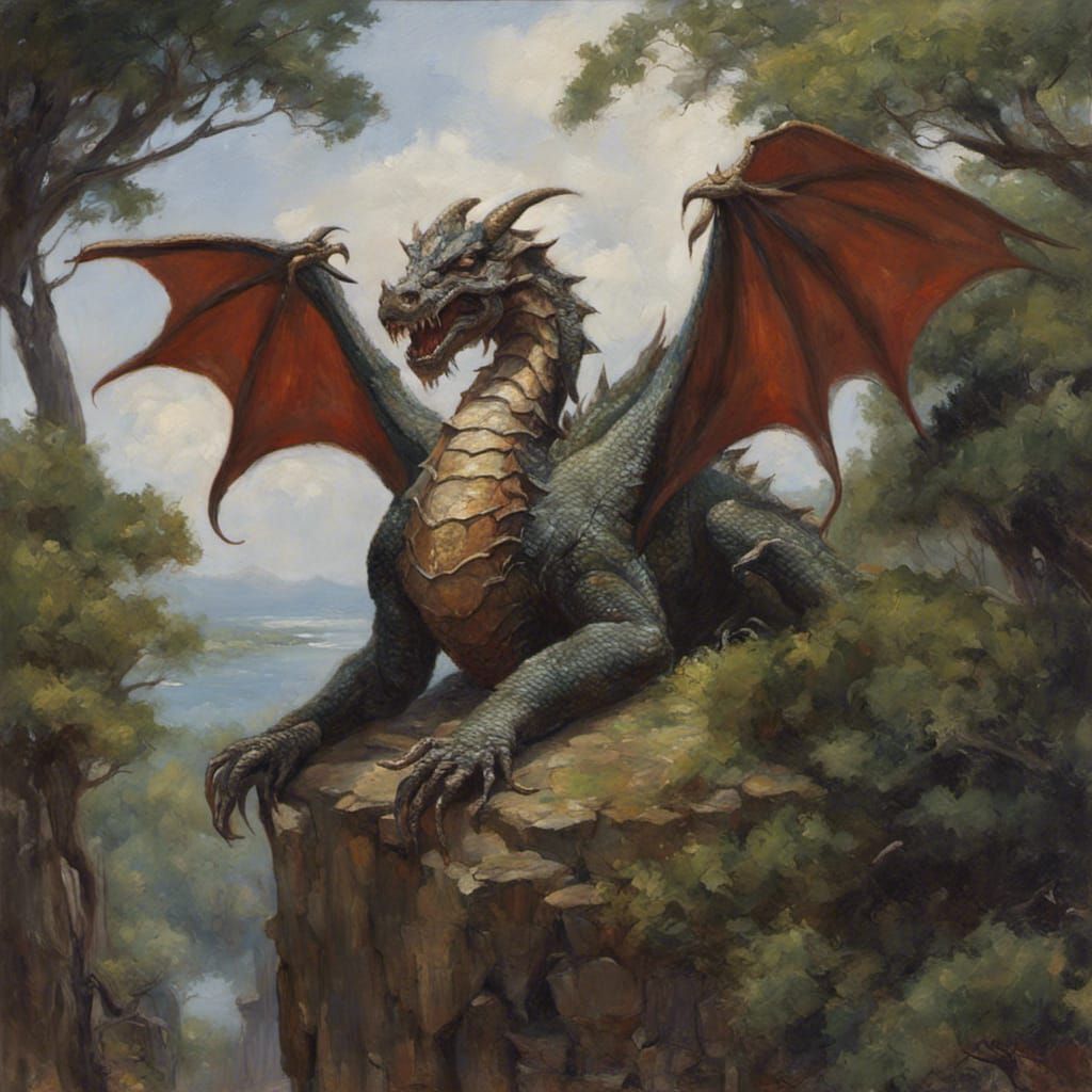 Sleeping Dragon: Oil Painting in Gurney Style