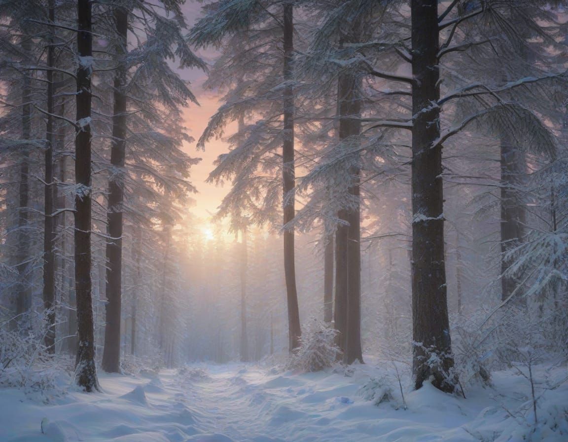 Majestic Evergreen Forest Under Twilight