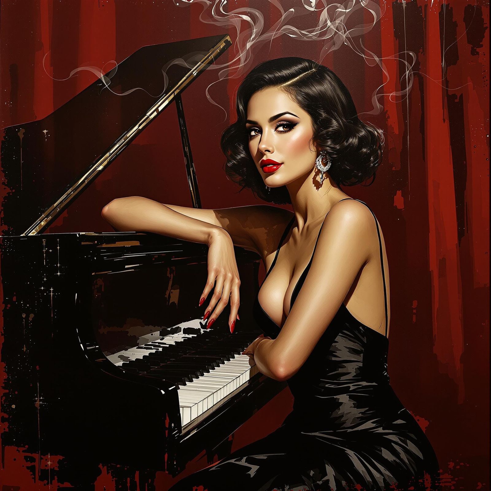 Sultry Jazz Siren in Noir Club Aesthetic